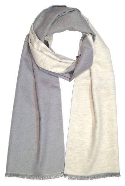 Scarf Shawl 100% Silk Flannel White Grey